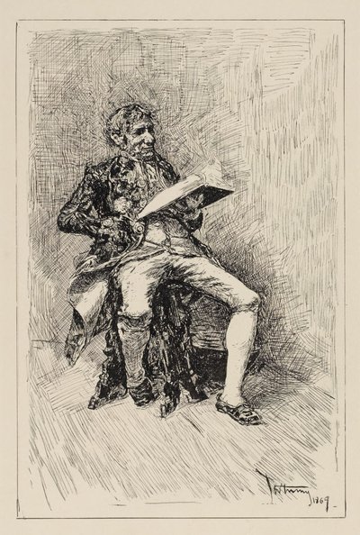 Sitzender Mann, der ein Buch liest - Mariano Fortuny