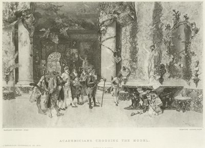 Les académiciens choisissant le modèle (gravure) - Mariano José María Bernardo Fortuny y Carbó