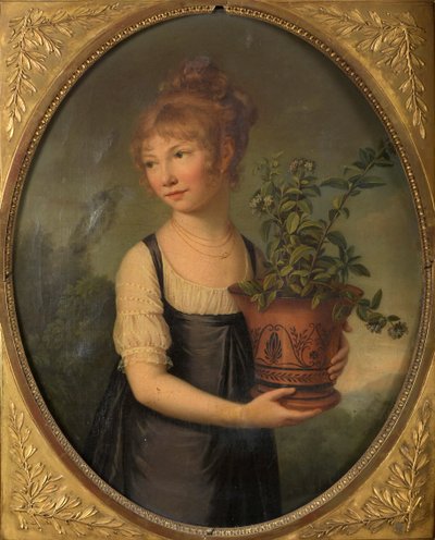 Madame Larsonnier, née Edmée Gabiou, petite fille avec un vase étrusque - Marie Elisabeth Lemoine