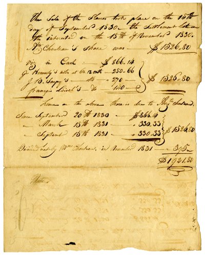 Document concernant la vente d