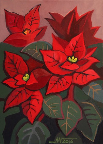 Poinsettias rouges festifs - Marina Gorkaeva