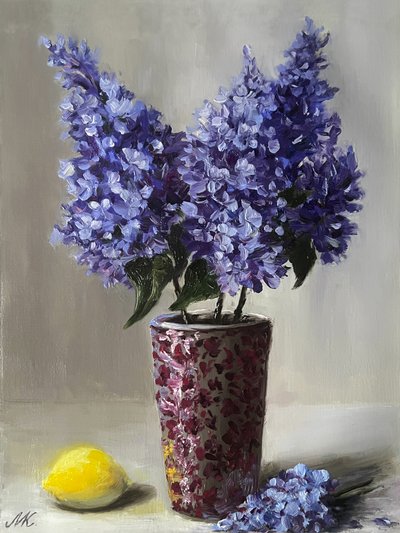 Nature morte aux lilas et au citron - Marina Kozyr