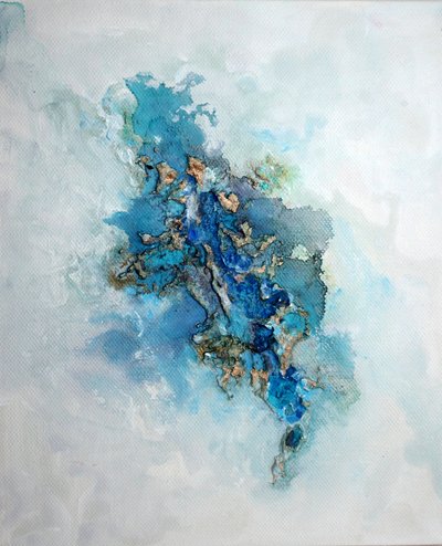 Abstrait bleu foncé et or - Marina Nelson