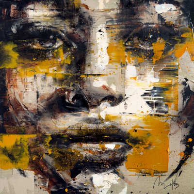 Ocre, 2023 (acrylique et huile sur toile inversée) - Mario Henrique
