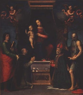 Madone et Enfant avec Saint Julien, Saint Dominique, Saint Nicolas de Bari et Saint Jérôme - Mariotto Albertinelli