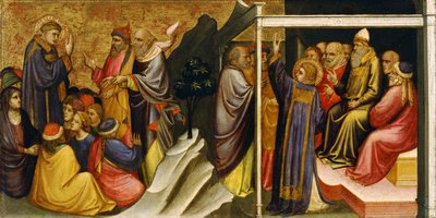 Panneau de prédelle : Saint Étienne devant le grand prêtre et les anciens du Sanhédrin - Mariotto di Nardo