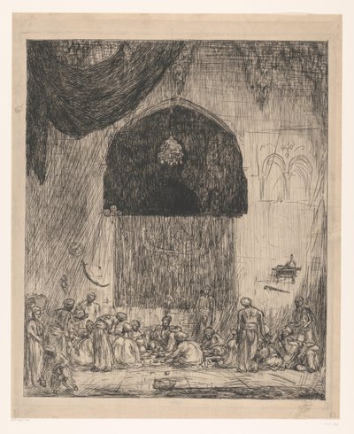 Hommes orientaux mangeant - Marius Bauer (signed by artist)