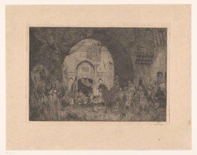 Cavaliers orientaux et gens près d