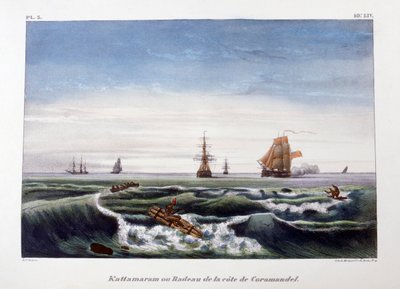 Un radeau au large de la côte de Coromandel, Inde, 1828 - Marlet et Cie
