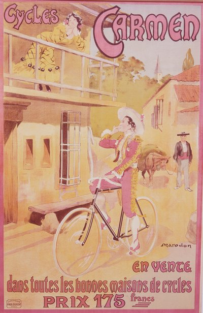 Affiche publicitaire pour les bicyclettes Carmen - Marodon