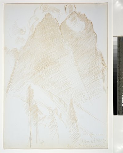 Paysage de montagne, pics jumeaux et arbres au premier plan, 1933 - Marsden Hartley