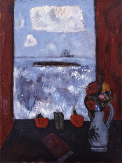 Été, mer, fenêtre, rideau rouge, 1942 - Marsden Hartley