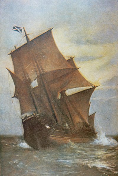Le Mayflower transportant les Pères Pèlerins à travers l