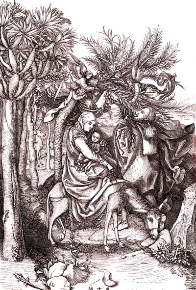 La fuite en Égypte, la Sainte Famille - Martin (after) Schongauer