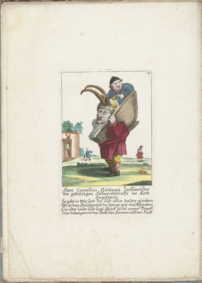 Le nain Cornelius Guttman comme porteur de cornes, ca. 1710 - Martin Engelbrecht (attributed to)