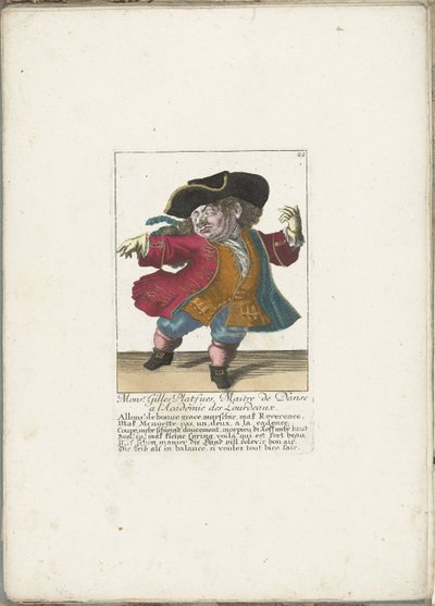 Le nain Gilles Platfues en maître de danse français, vers 1710 (Il Callotto resurcitato) - Martin Engelbrecht (attributed to)