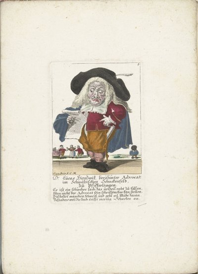 Le nain Lucas Hirnzwik en avocat, vers 1710 - Martin Engelbrecht (attributed to)