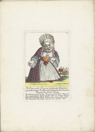 La naine Mademoiselle Poupon, comme une belle parisienne, vers 1710 - Martin Engelbrecht (attributed to)
