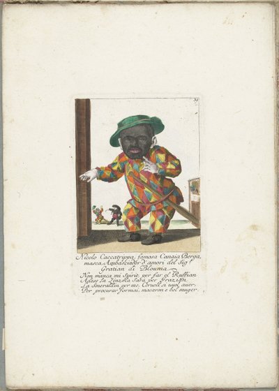 Le nain Nicolo Caccatrippa en arlequin, vers 1710 - Martin Engelbrecht (attributed to)