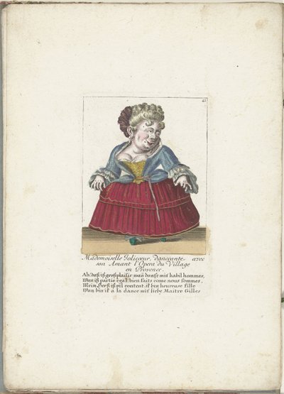 Nain en tant que Mademoiselle Jolicoeur, vers 1710 (Il Callotto resurcitato oder Neu eingerichtes Zwerchen Cabinet) - Martin Engelbrecht (attributed to)