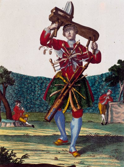 Fabricant de flûtes, gravure de Assemblage des nouveaux manouvriers habillés par Martin Engelbrecht, Allemagne - Martin Engelbrecht
