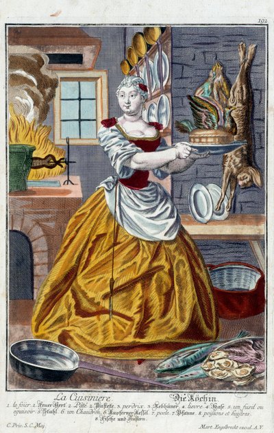Le cuisinier. Gravure de Martin Engelbrecht dans "Nouvelle assemblée des manouvries habillées" - Martin Engelbrecht