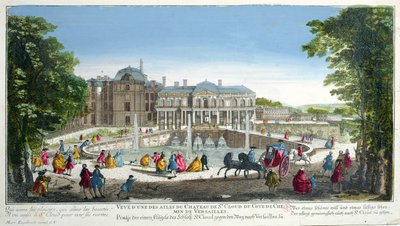Vue du château de Saint-Cloud près de Versailles, milieu du XVIIIe siècle (gravure en couleur) - Martin Engelbrecht