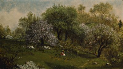 Fille sur une colline, fleurs de pommier - Martin Johnson Heade