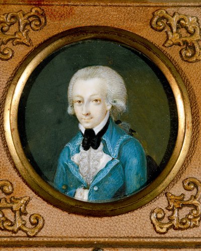 Autriche, Portrait du compositeur autrichien Wolfgang Amadeus Mozart (1756 - 1791), vers 1773 (miniature sur ivoire) - Martin Knoller
