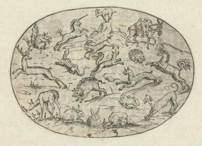 Ovale avec dix-huit animaux - Martin Pleginck