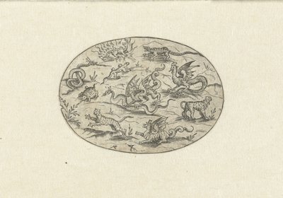 Ovale avec reptiles, félins et créatures fantastiques
Nev Thier Bvechlein (titre de la série) - Martin Pleginck