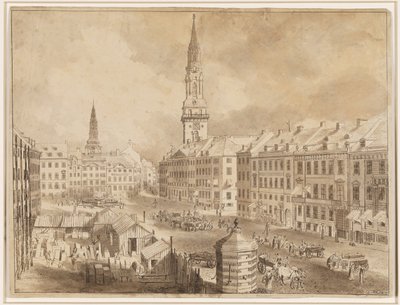 Nytorv et Gammel Torv à Copenhague avec les flèches de Sankt Petris et Vor Frue Kirkes - Martin Rudolf Heland