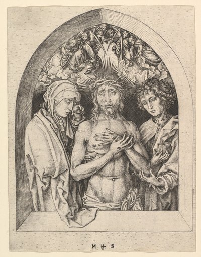 Le Christ en homme de douleurs avec la Vierge et Saint Jean - Martin Schongauer