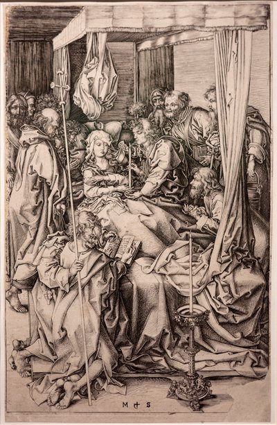 Gravure sur papier. La Mort de la Vierge. Martin Schongauer. Ca 1470-1491 - Martin Schongauer