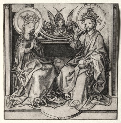Dieu le Père et la Vierge Marie en trône entourés d