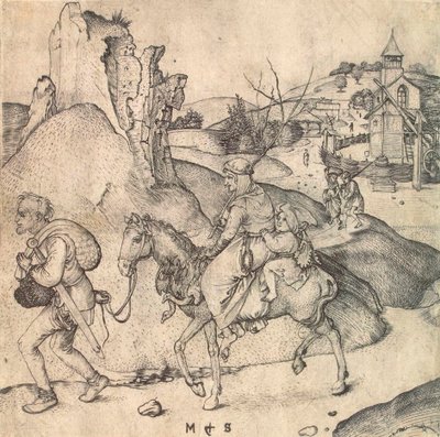 Famille de paysans allant au marché, entre 1473 et 1475 - Martin Schongauer