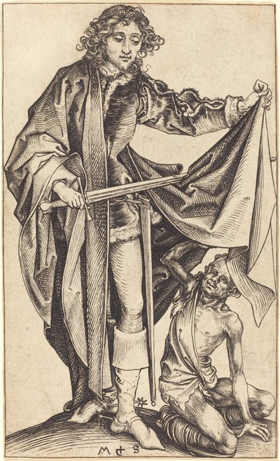 Saint Martin partageant son manteau - Martin Schongauer