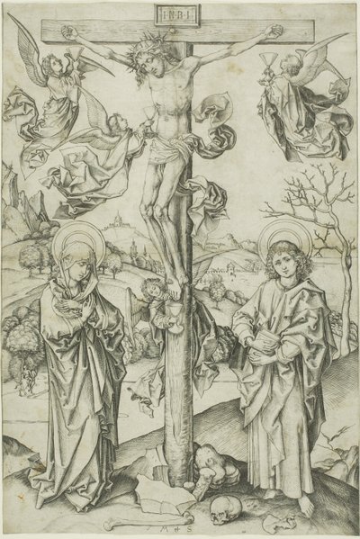 La crucifixion avec quatre anges - Martin Schongauer