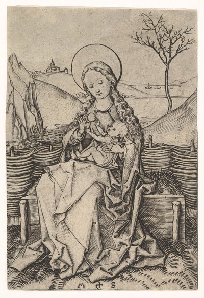 Vierge et Enfant sur un banc herbeux, vers 1435-1491 - Martin Schongauer