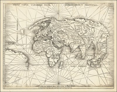 1513 map - Orbis Typus Universalis Iuxta Hydrographorum Traditionem - Martin Waldseemuller