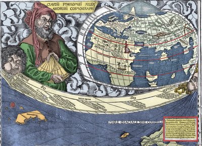 Ptolémée (Claudius Ptolemaeus 90-168) - Claudius Ptolemy dans "Carte de Waldseemüller ou Cosmographia Universalis - (Cosmographie Universelle) - Planisphère de Waldseemüller" - 1507 - Martin Waldseemuller