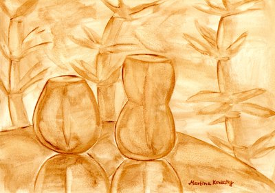 Nature morte avec calebasses et bambou - Martina Konitzky