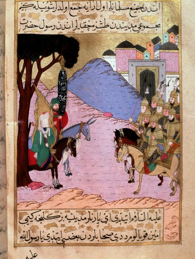 Le prophète Muhammad, représentant le visage caché, tente de convaincre les Mecquois d