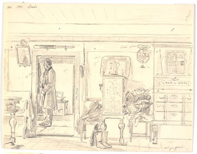 Maison paysanne avec homme debout, Læsø - Martinus Rørbye