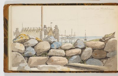 Paysage côtier avec de gros rochers au premier plan - Martinus Rørbye