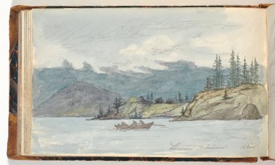Paysage lacustre avec une barque à rames. Le fjord Krøderen, Norvège - Martinus Rørbye