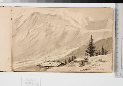 Paysage près de Chamonix, France. Au premier plan, un lac - Martinus Rørbye