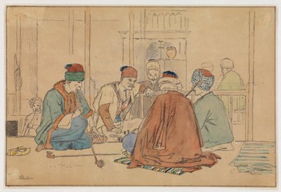 Intérieur de café avec hommes fumant la pipe - Martinus Rørbye