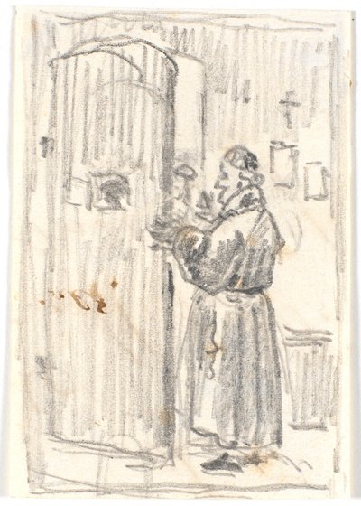 Un ecclésiastique à une porte entrouverte - Martinus Rørbye