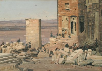 Grecs travaillant dans les ruines de l